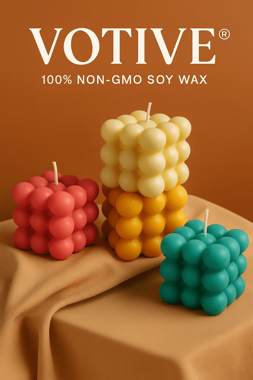 Pastel bubble cube candles made from safe soy wax – Votive handmade sculptural candle