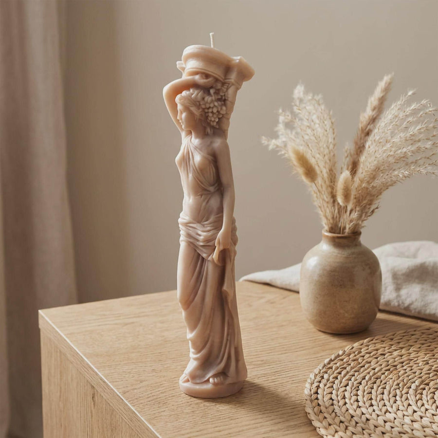 Caryatid sculptural soy wax candle Greek column figure handmade Orlando