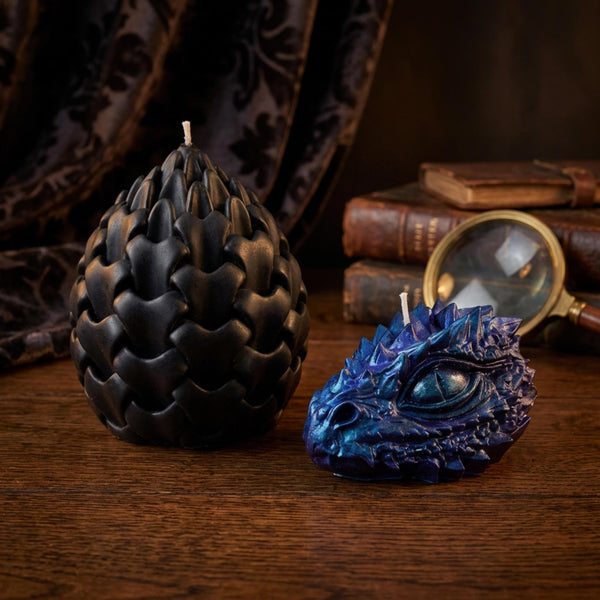 Dragon Candle Set, Dragon Head & Dragon Egg Soy Wax Candles, Gothic Fantasy Decor, Handmade Mythical Gift