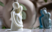 Eco friendly non-GMO soy votive candle, romantic evening setting, handmade sculptural candle for wellness and ambiance
