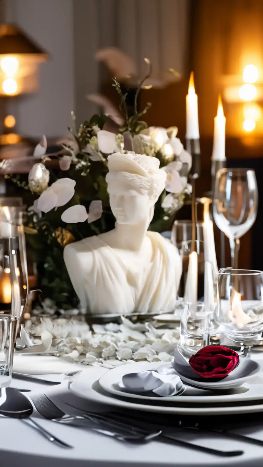Luxury sculptural candles inspired by Greek mythology – handcrafted home décor art pieces