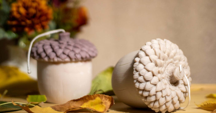 Handmade scented candle in acorn shape – clean burning and non-toxic