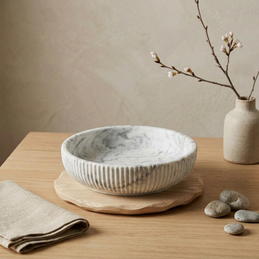 Minimalist Ribbed Bowl – front view