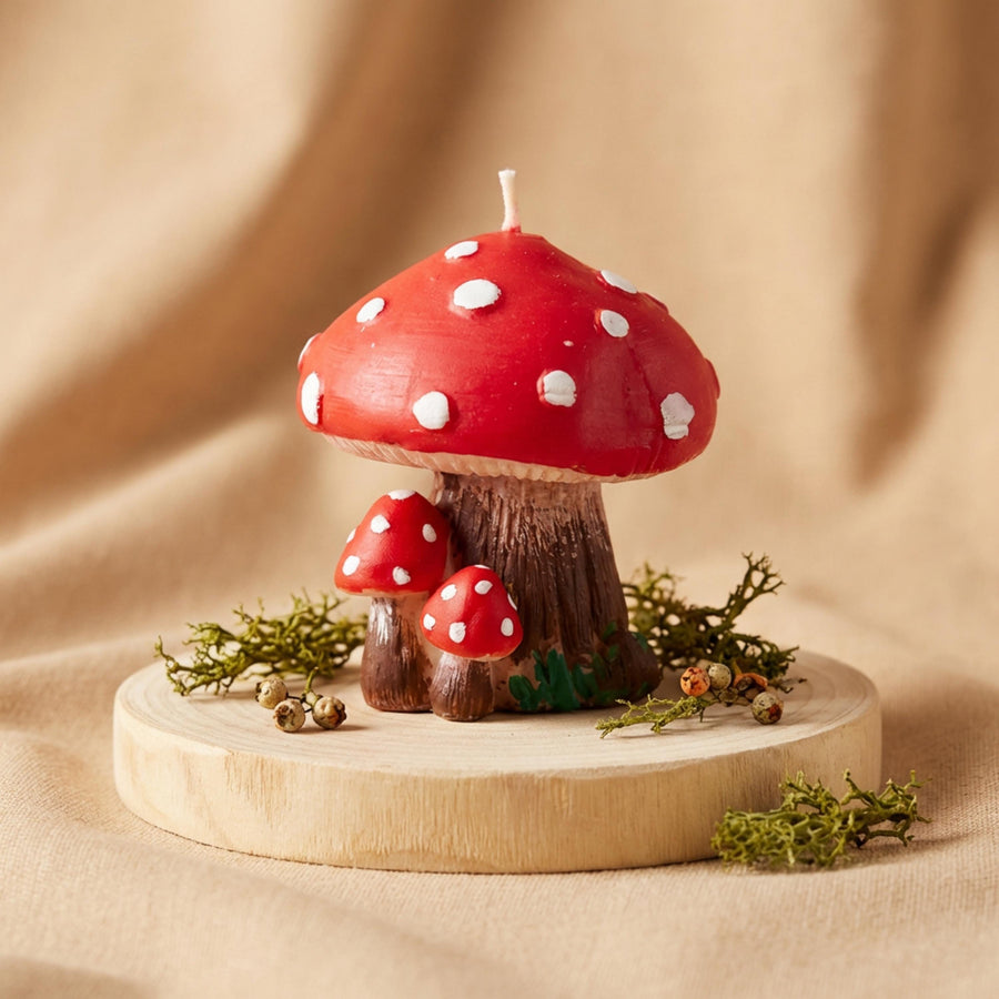 Mushroom Soy Candle Hand-Painted With Non Toxic Paint – front view