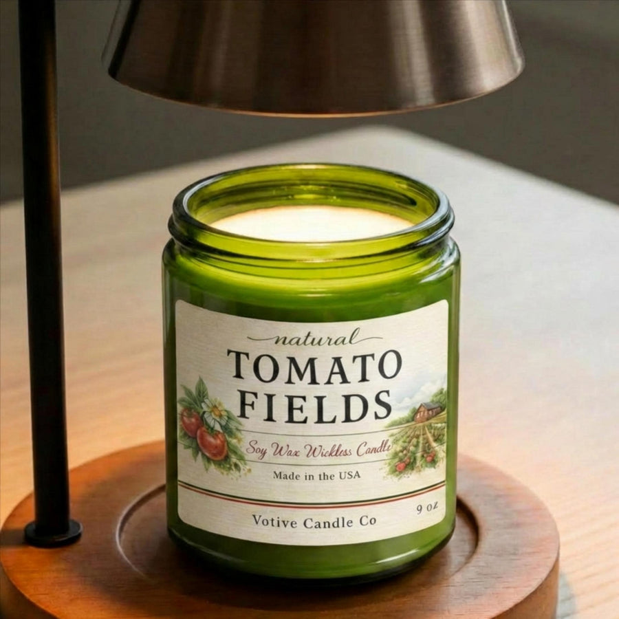 Tomato Leaf & Basil Vegan Soy Wax Wickless Candle – front view