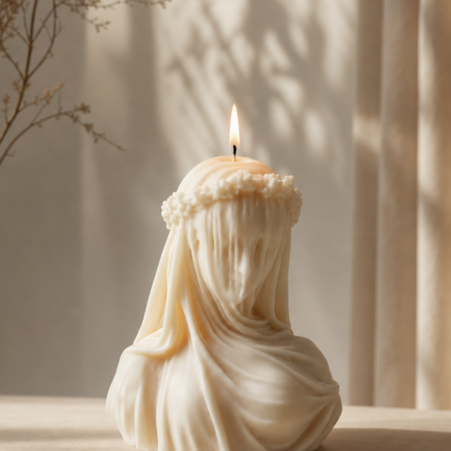 Extra Large Veiled Lady Candle – Sculptural Soy Wax