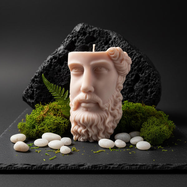 Half Head Zeus Sculptural Candle - Greek Inspired Decoration