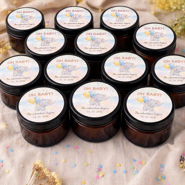 Bulk Baby Shower Candle Favors — 1oz Soy Wax, Personalized Custom Label, Gender Neutral