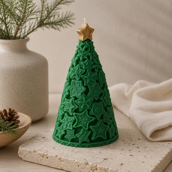 Scandinavian Christmas tree candle – hand-poured soy wax holiday decor