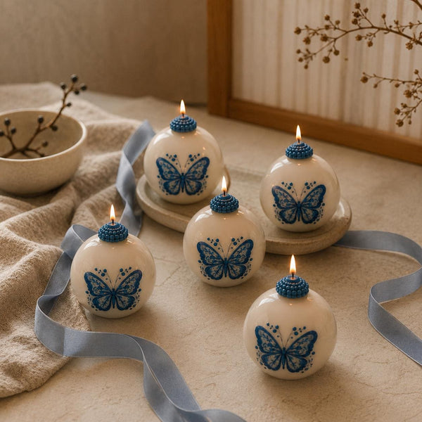 Glass bauble soy ornament candle – chinoiserie Christmas decor