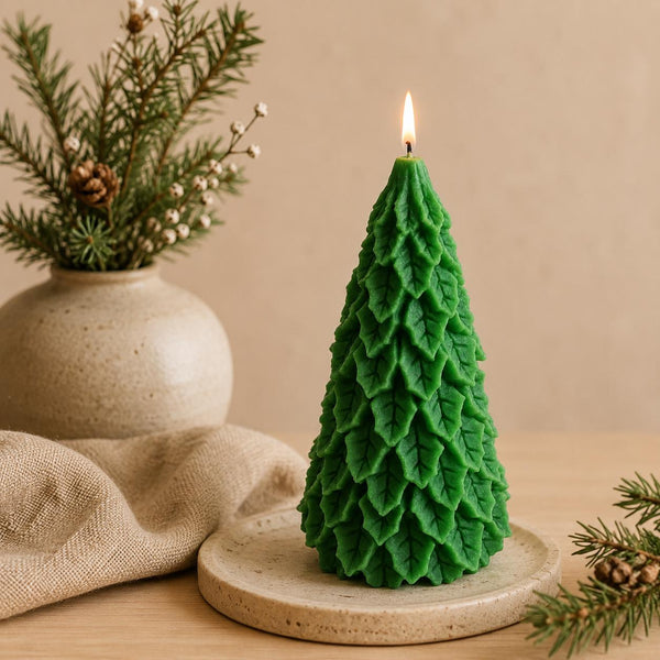 Christmas Tree Candle – front view – soy wax, 3 sizes