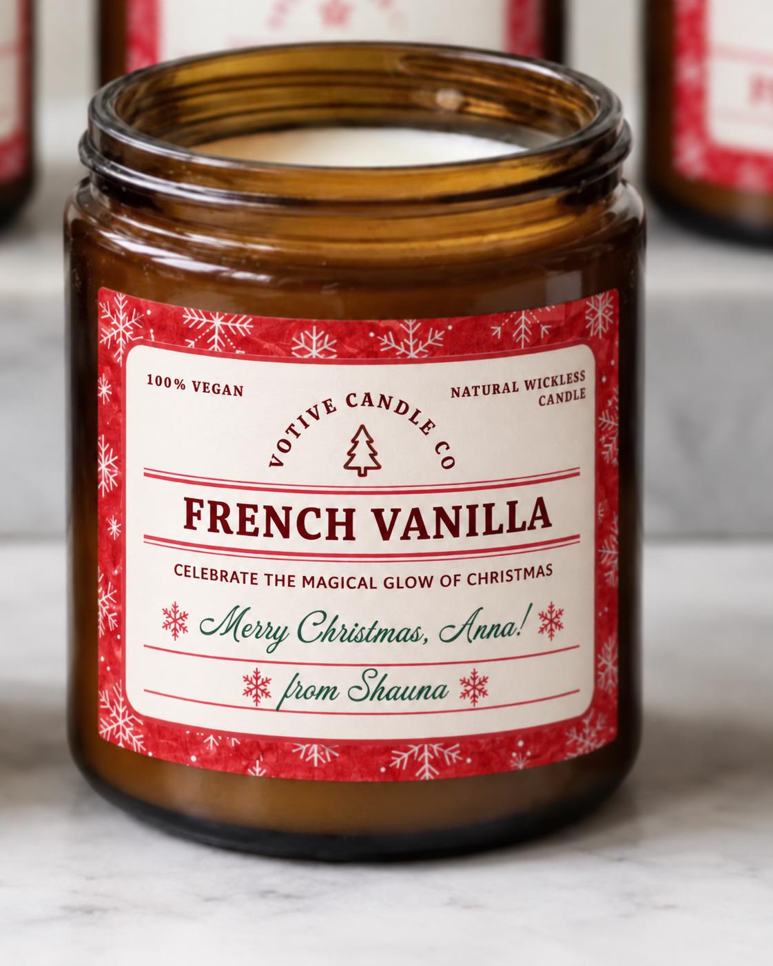 Personalized Christmas Candle – hand-poured soy wax Christmas decor