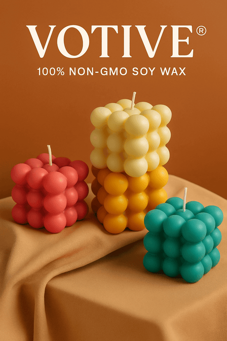 Pastel bubble cube candles made from safe soy wax – Votive handmade sculptural candle