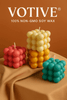 Pastel bubble cube candles made from safe soy wax – Votive handmade sculptural candle