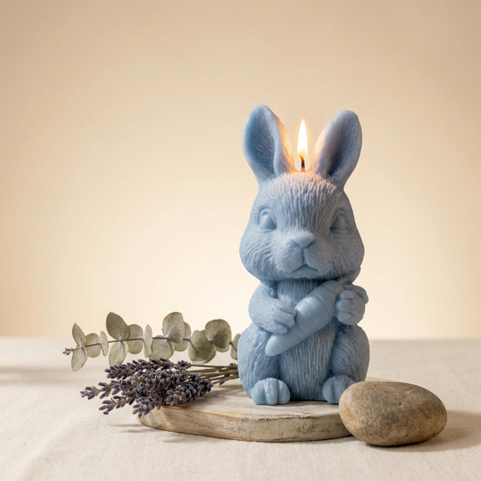Easter Bunny Candle - handmade soy wax rabbit candle with carrot detail