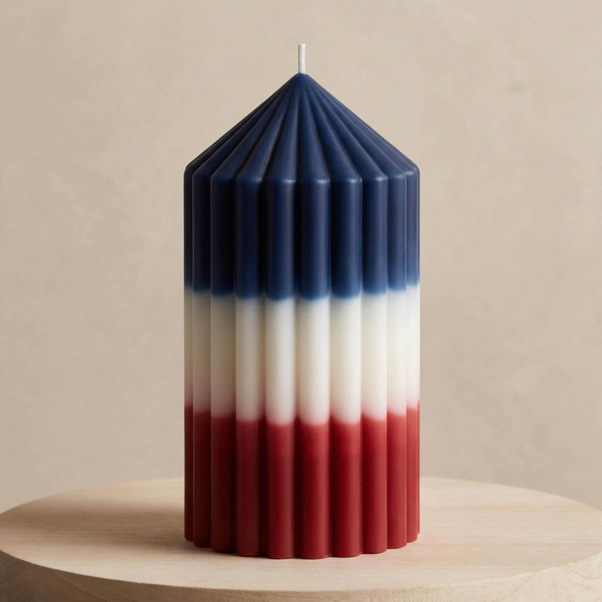 4th of July Pillar Candle – Patriotic Red White Blue Candle