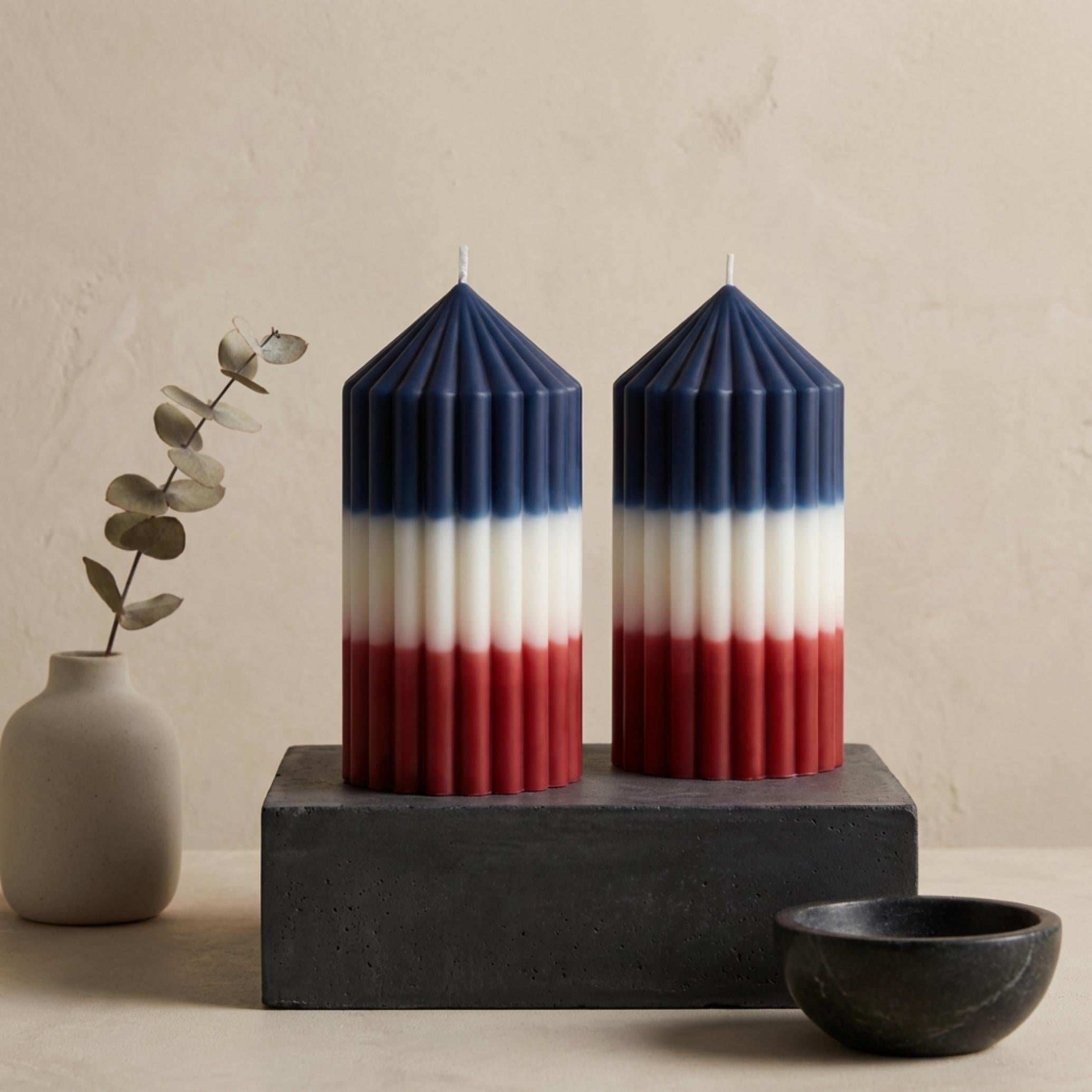 4th of July Pillar Candle – Patriotic Red White Blue Candle