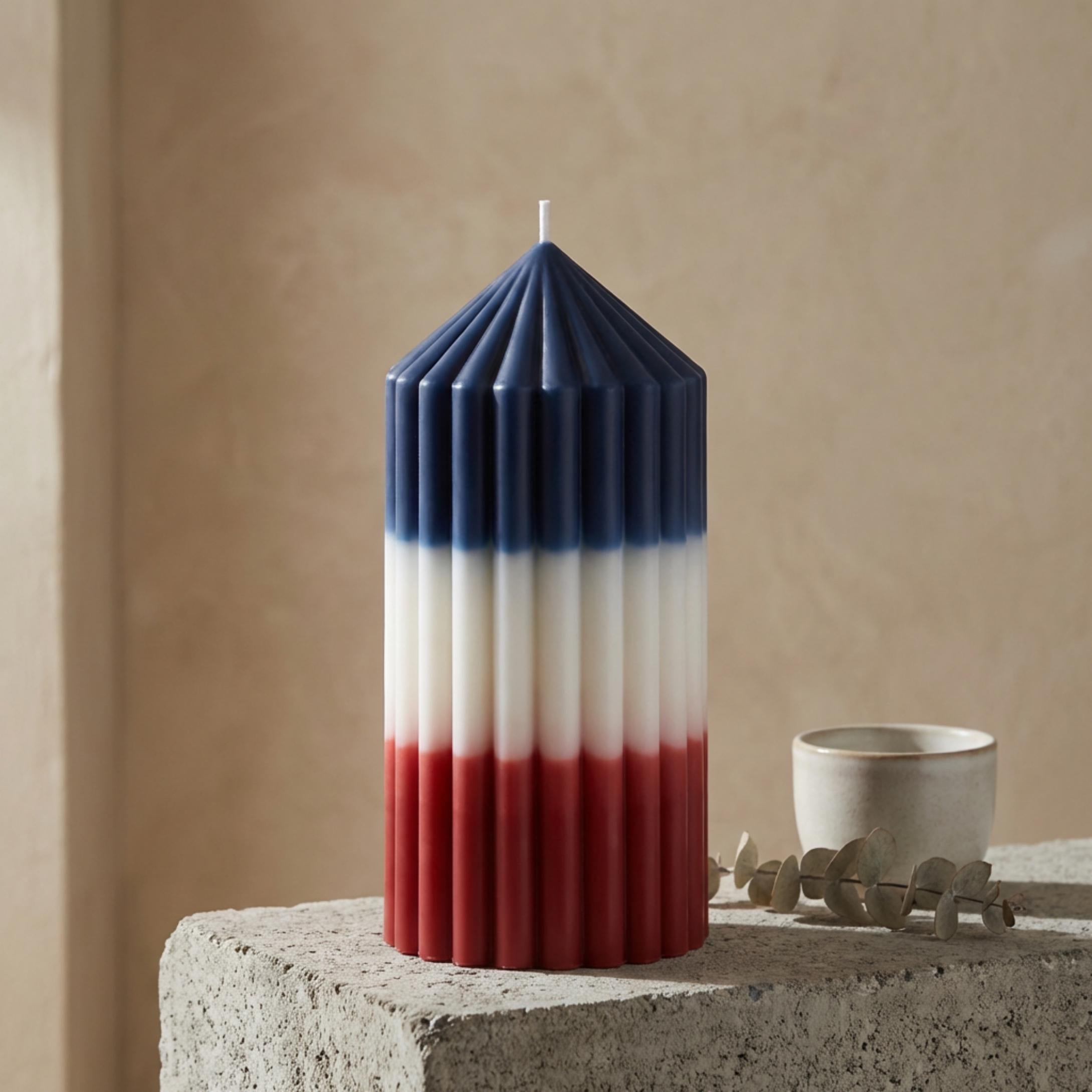 4th of July Pillar Candle – Patriotic Red White Blue Candle