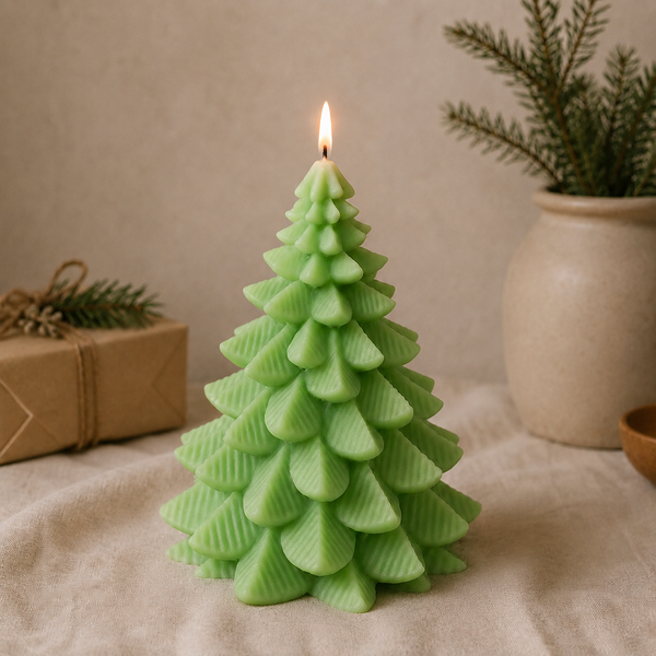  Large Christmas Tree Candle - Handmade Festive Candle - Holiday Decor 5.5 inch