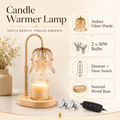 Adjustable Height Candle Warmer Lamp — Brass Arch with Fluted Glass Shade