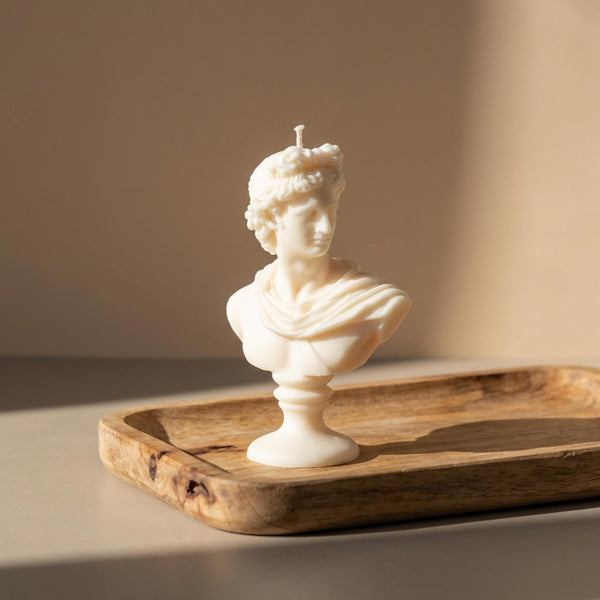 Apollo Bust Candle – Greek Statue Candle – Sculpture Soy Wax – side view