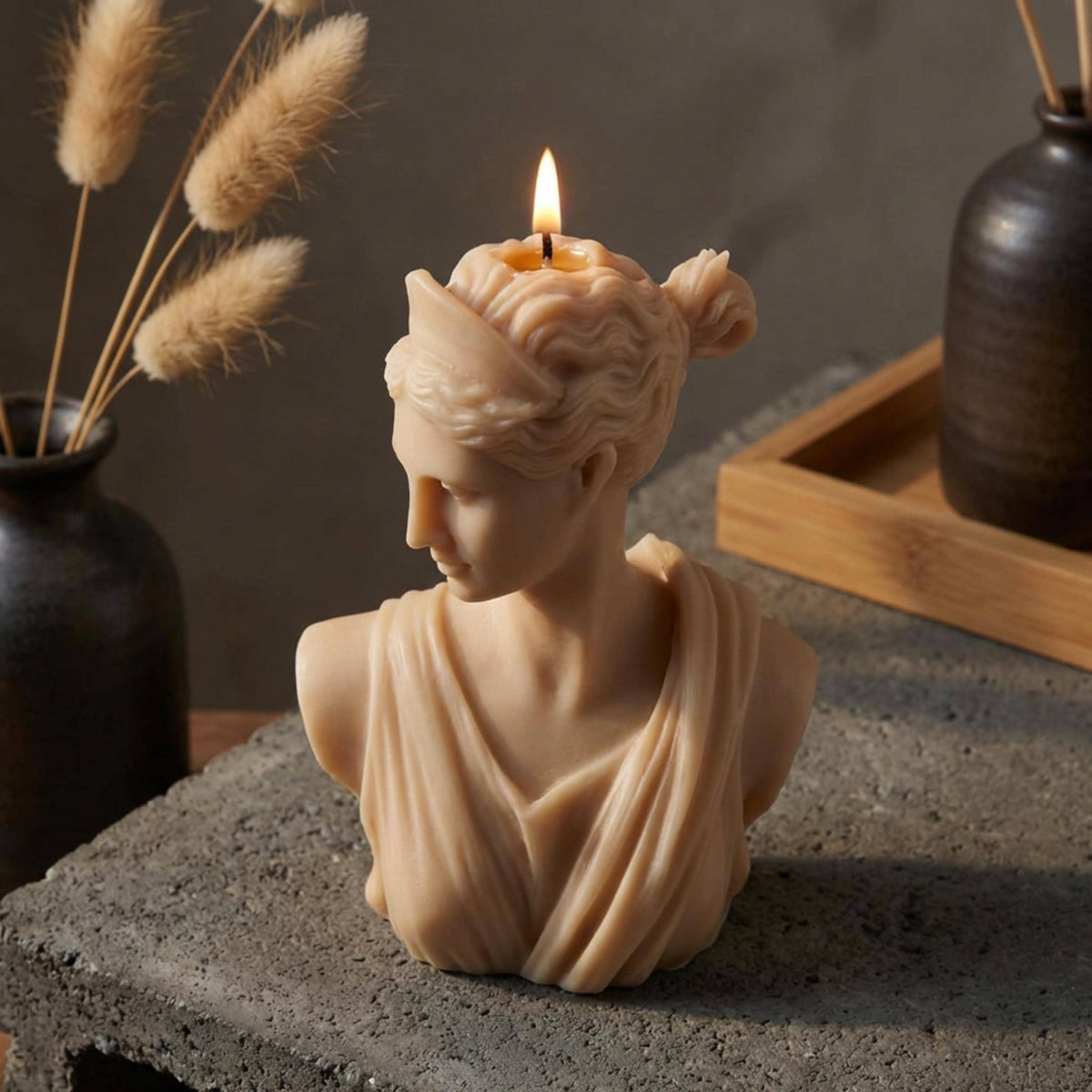 Artemis Bust Candle – Greek Goddess Decor