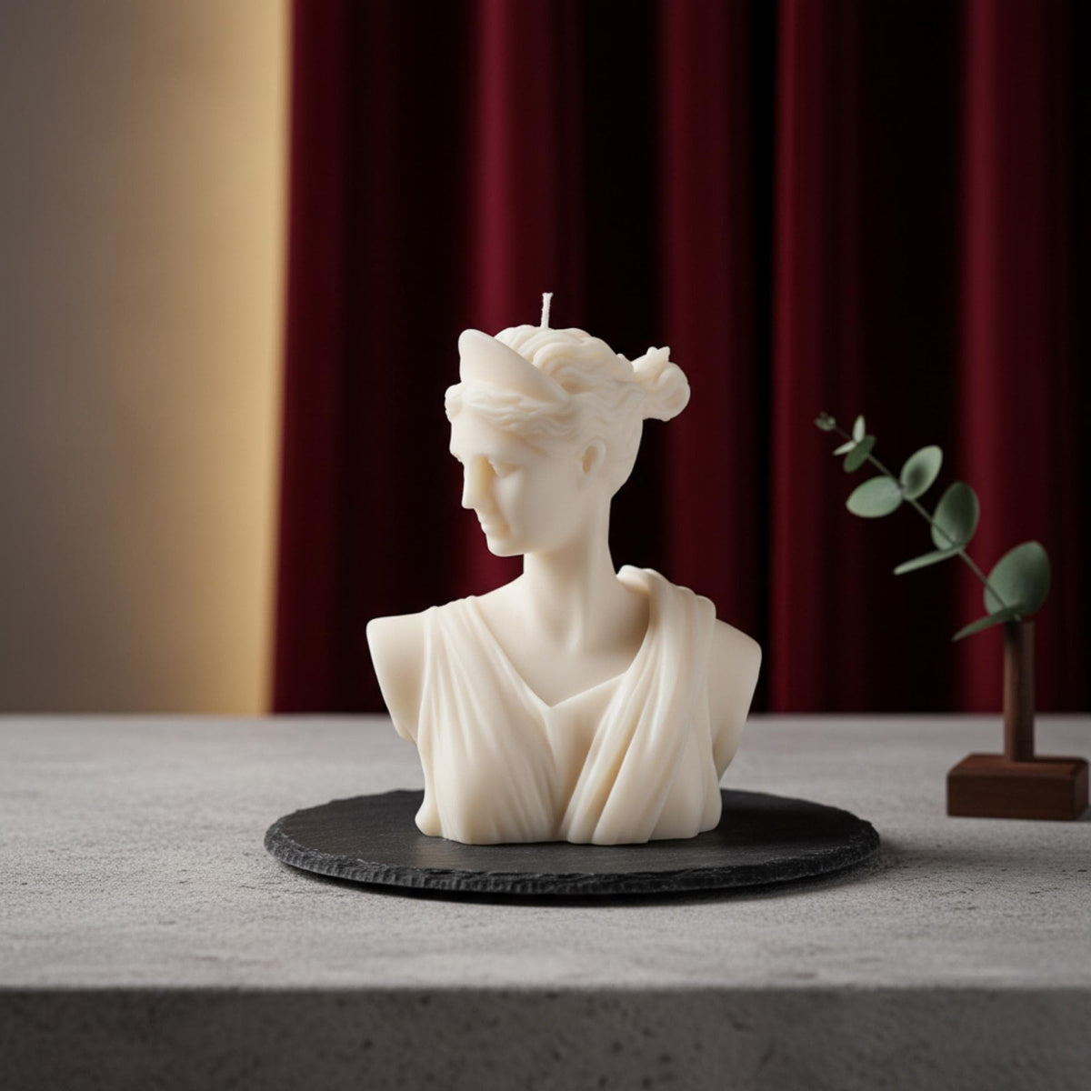Artemis Bust Candle – Greek Goddess Decor