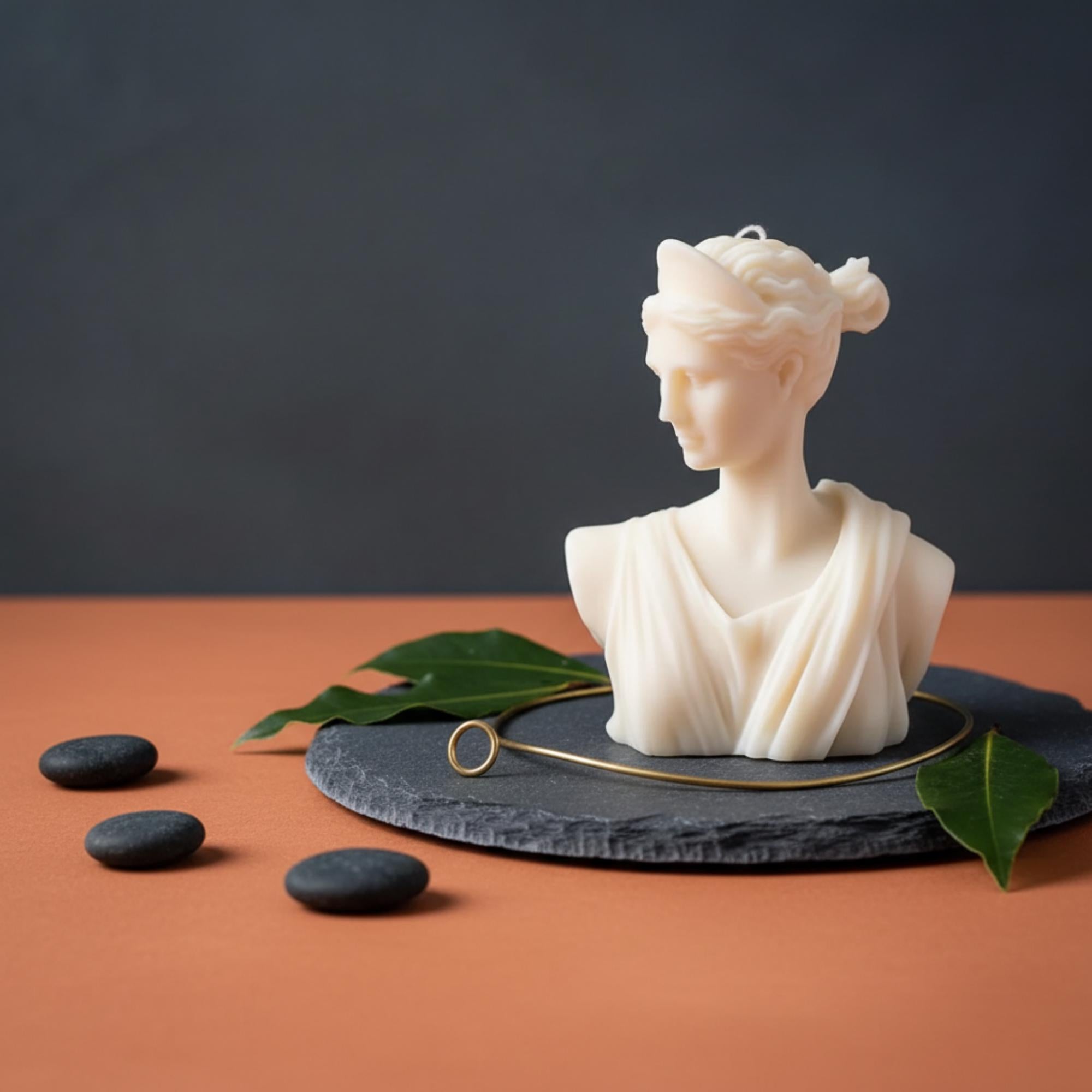 Artemis Bust Candle – Greek Goddess Decor