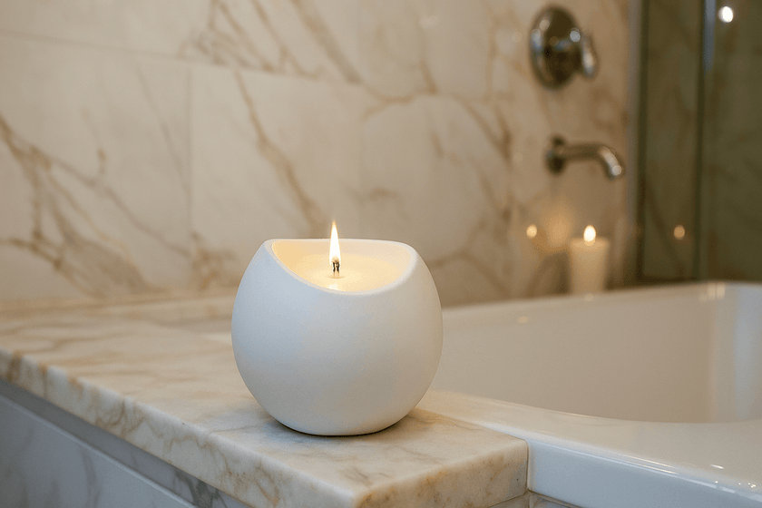 Artisan candle in eco-friendly resin container

