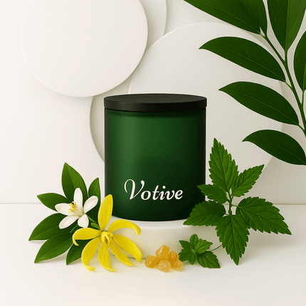 Atlantic Citrus aromatherapy candle with citrus and lavender essential oils in frosted glass jar – natural soy wax, eco friendly and pet safe
