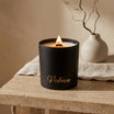 Black Glass Jar Candle, Wooden Wick Crackling Candle
