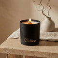 Black Glass Jar Candle, Wooden Wick Crackling Candle