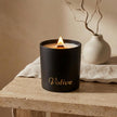 Black Glass Jar Candle, Wooden Wick Crackling Candle