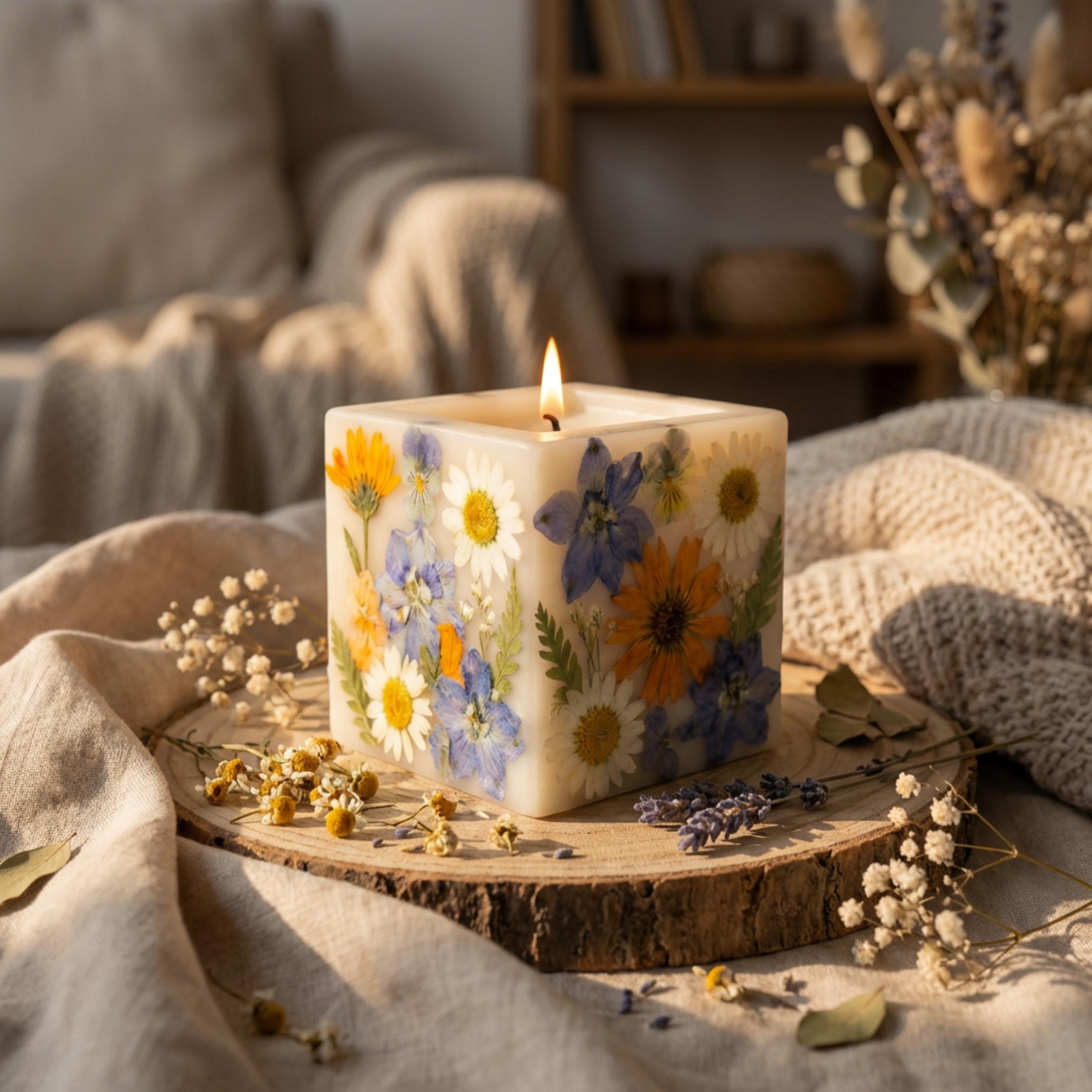 Botanical Soy Candle with Real Dried Flowers