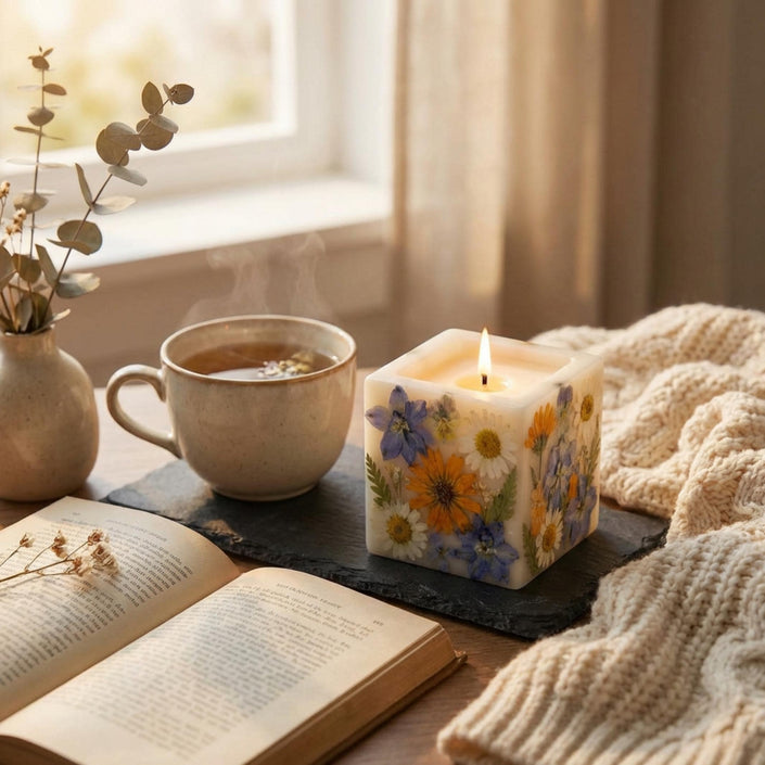 Botanical Soy Candle with Real Dried Flowers