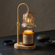 Adjustable Height Candle Warmer Lamp — Brass Arch with Fluted Glass Shade