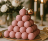 bubble Candle pyramid  decorative plate with a blurred floral and candle background