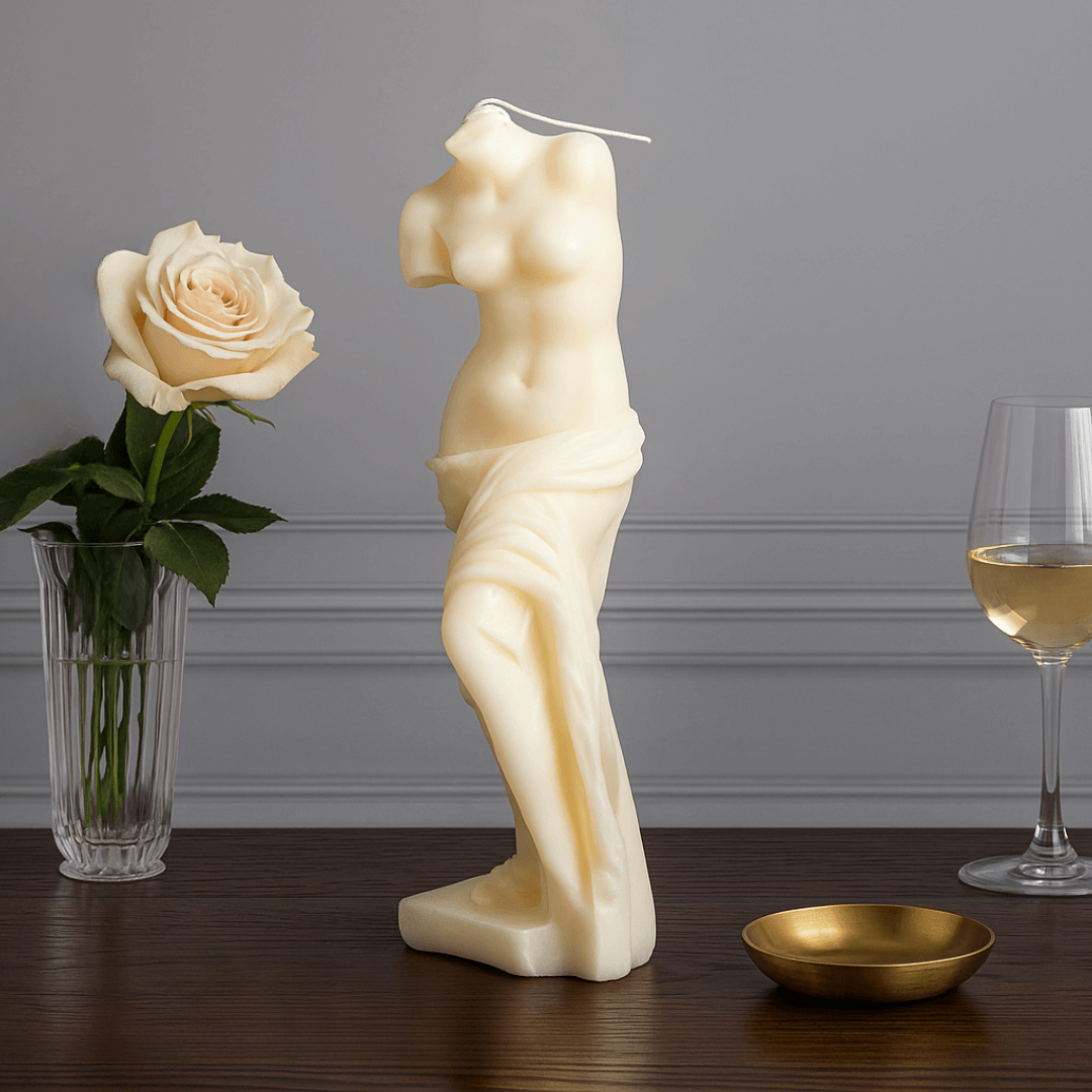 Venus Greek Goddess Candle soy wax candle — detail view