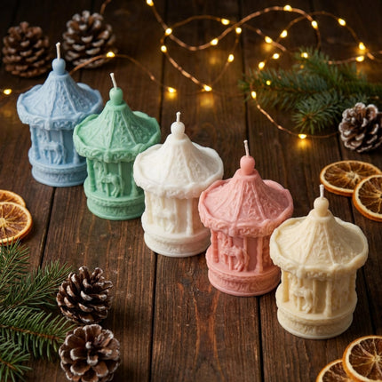 Carousel Candle: Handmade Soy Wax Pillar, Home Decor