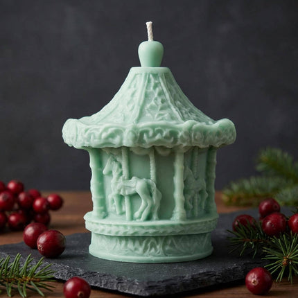 Carousel Candle: Handmade Soy Wax Pillar, Home Decor