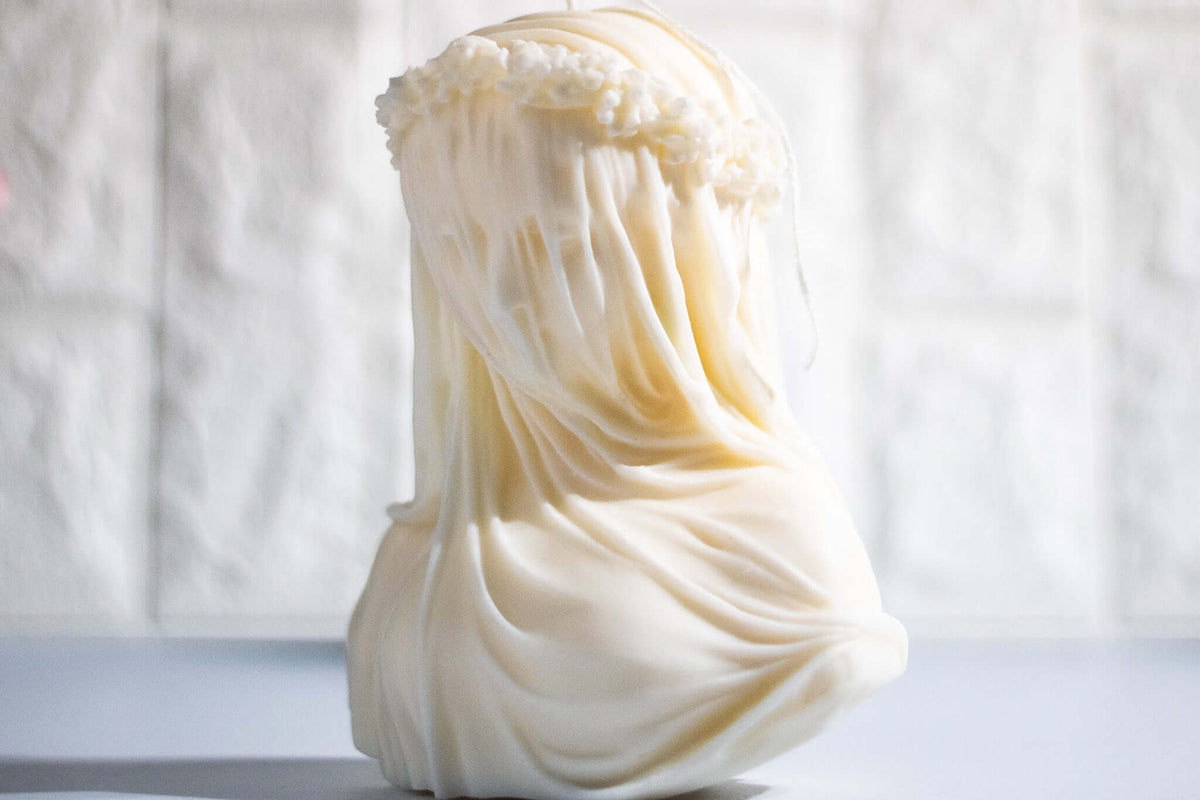 Extra Large Veiled Lady Sculptural Candle soy wax candle — side view
