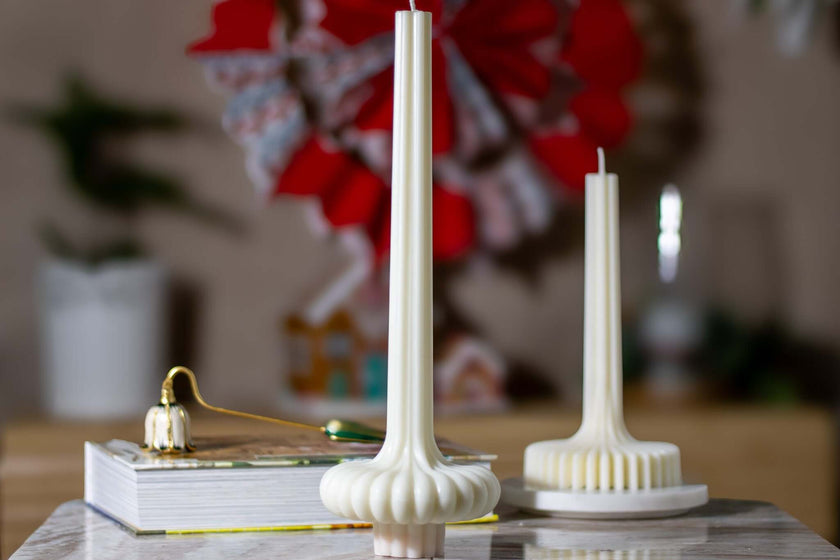 Clean-burning tall candle – aesthetic natural wax decor