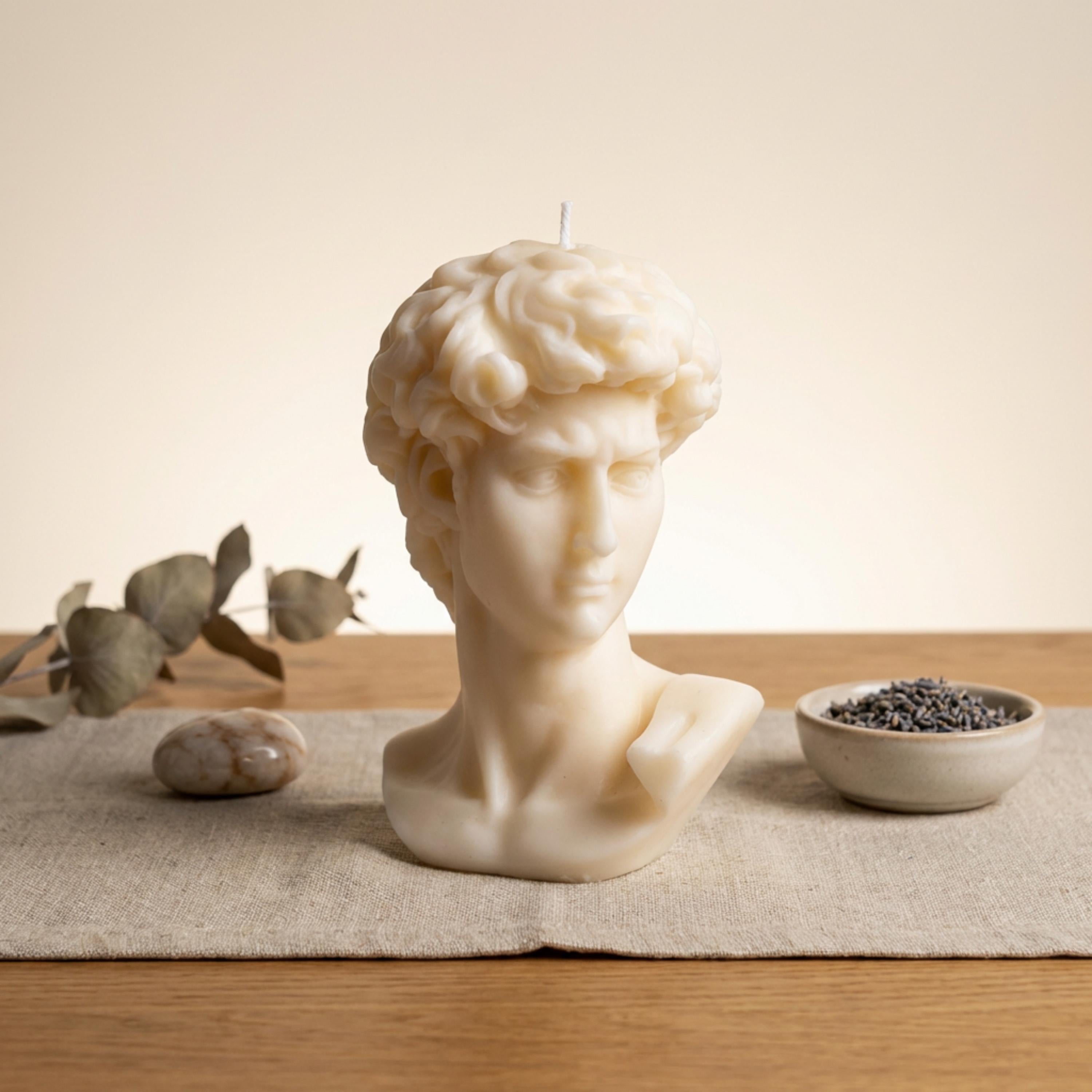 Handmade David Head Soy Sculpture Candle | Decor