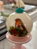 Eco-friendly Christmas ornament candle made from non-GMO soy wax, styled for holiday decor.