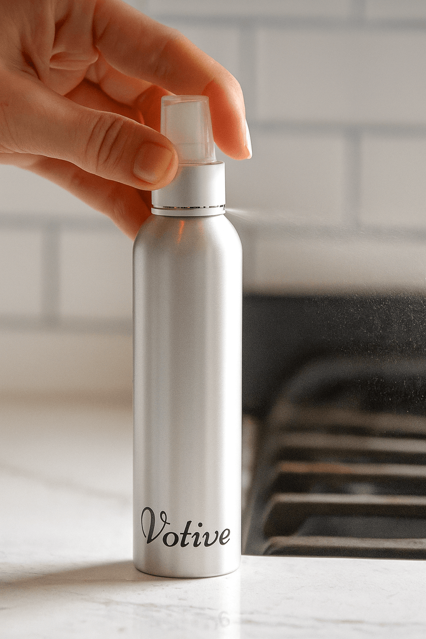 Eco-friendly fabric refresher spray – all-natural, chemical-free, and safe for families and pets.