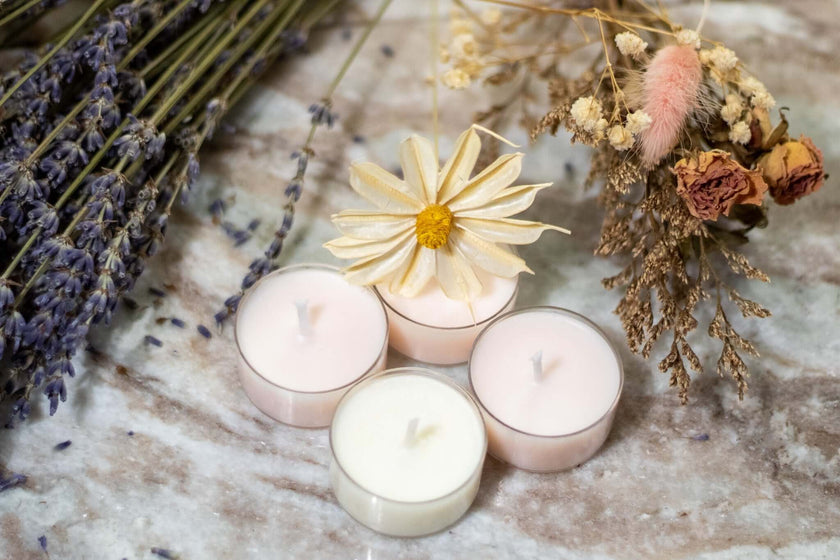 Eco-friendly tealight candles made from 100% soy wax