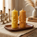 Elegant Floral Embossed Pillar Candle – detail view