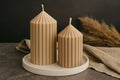 Elegant Cylindrical Pillar Knot Ribbed Candle Set of 2 soy wax candle — packaging