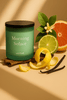 Elegant soy wax candle for morning clarity – geranium, lime and vanilla essential oils in eco-friendly green container