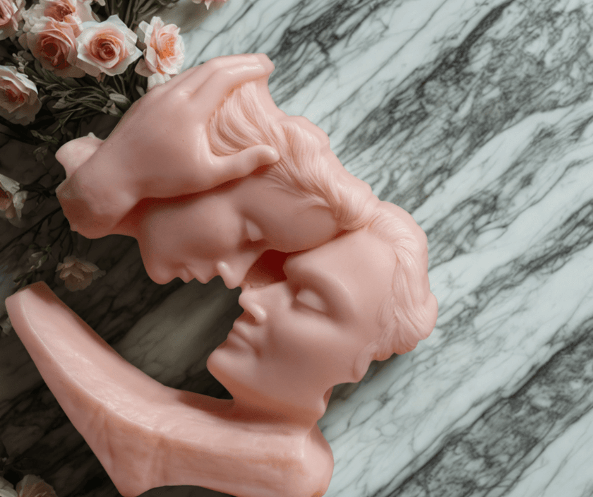 Embracing figures in sculptural soy wax – Lovers Candle, a handcrafted expression of love and peace.